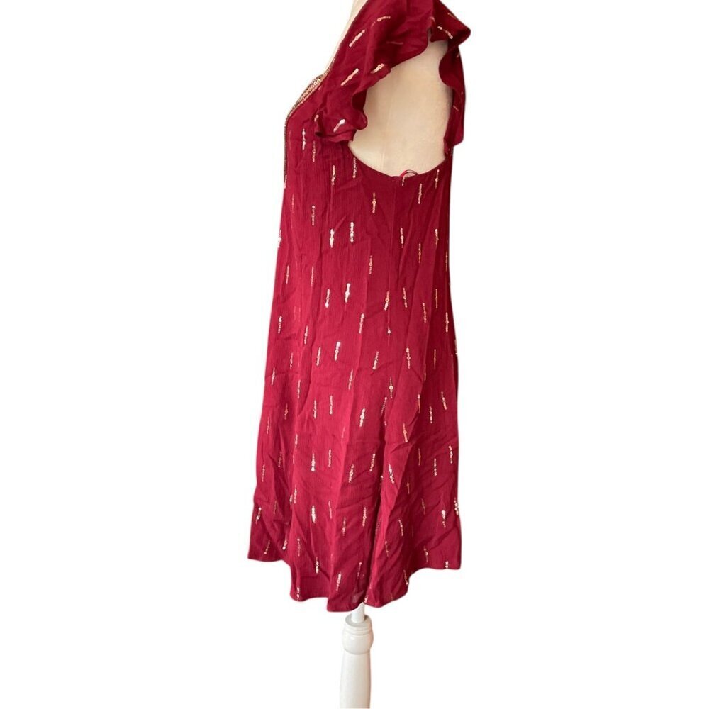 NWT Altar'd State Deenie Boho Burgundy Mini Dress SZ M Gold Sequin Whimsigoth - Picture 5 of 13